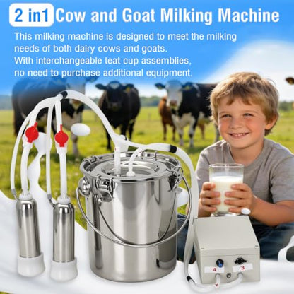 2-in-1 Goats and Cows Milking Machine Upgrade 1.85Gal/7L - size: 7L
