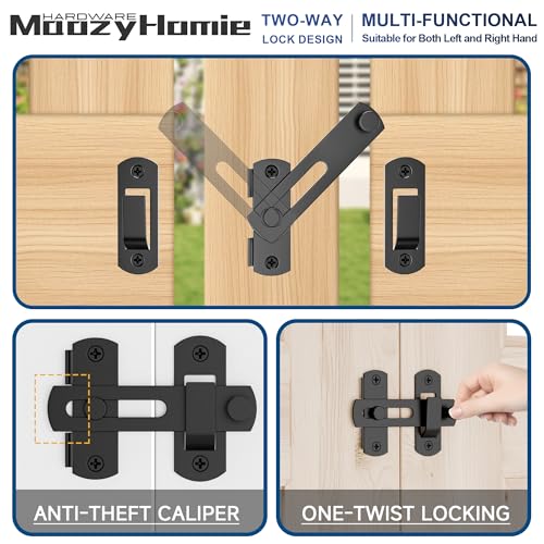 4 Inch Flip Latch Gate Latches, 180 Degree Flip Barn Door Lock Latch, Heavy Duty SUS304 Stainless Steel Flip Sliding Latch, Bolt Buckle Lock for Barn Wood Fence Sliding Doors, Black, 2 Pack - color: Matte Black