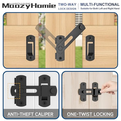 4 Inch Flip Latch Gate Latches, 180 Degree Flip Barn Door Lock Latch, Heavy Duty SUS304 Stainless Steel Flip Sliding Latch, Bolt Buckle Lock for Barn Wood Fence Sliding Doors, Black, 2 Pack - color: Matte Black
