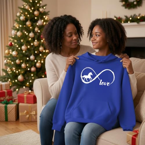 Tstars Infinity Love Horse Hoodie Women Teen Girls Equestrian Riding - color: Infinity / Royal, size: Small