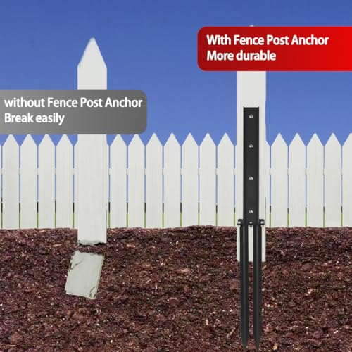 Fence Post Repair Kit,2PCS Thickened Heavy Duty Steel Support Kit for Fixing Tilted or Broken Wood Fence Post, Black