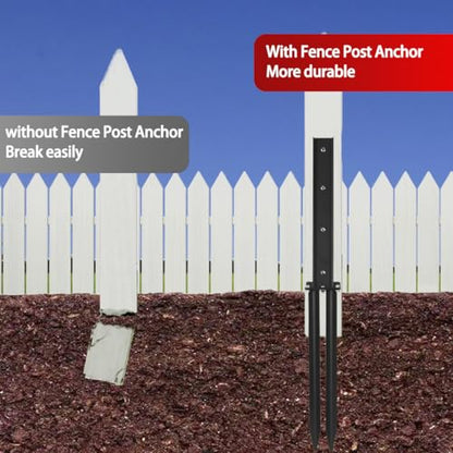 Fence Post Repair Kit,2PCS Thickened Heavy Duty Steel Support Kit for Fixing Tilted or Broken Wood Fence Post, Black