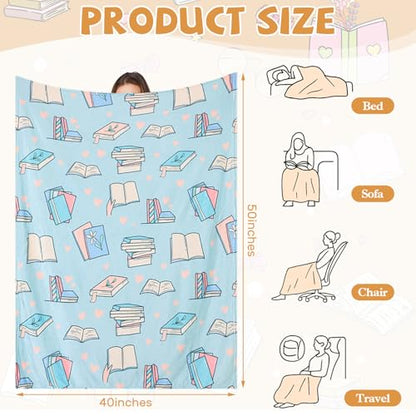 VitalCozy 4 Pack Book Throw Blankets for Teens Adult Soft Fleece Flannel Couch Blankets Birthday Gifts for Book Lovers Bookish Librarians, 40''x50'' - style: Book Lover