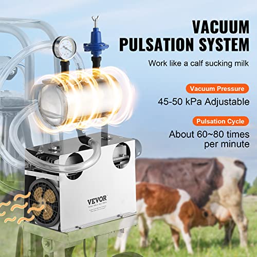 VEVOR Electric Cow Milking Machine 6.6 Gal/25 L Milker 304 Stainless Steel - size: 25 L
