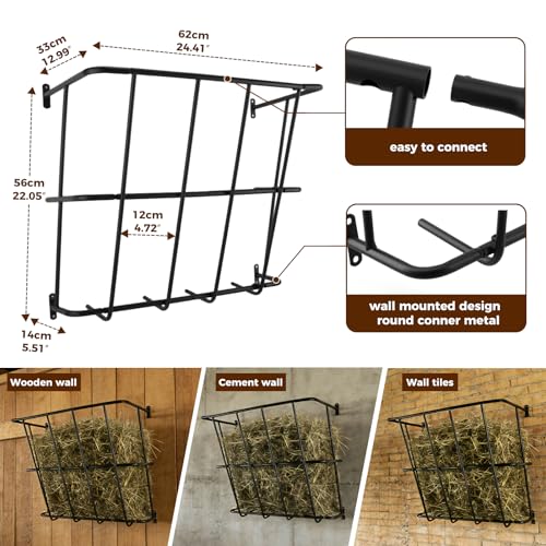 Hay Feeder,Heavy Duty Wall Mounted Hay Rack Detachable Sided Hay Holder for Horses, Goats,Sheep and Livestock,20 Gallons Large Capacity - size: 20 Gallon