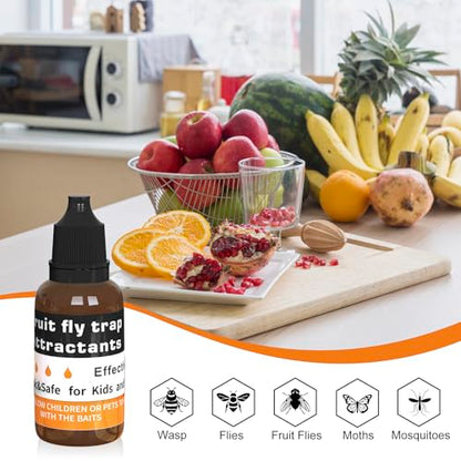 Fruit Fly Trap Refill Liquid Only 12 Packs- Replacement Parts for Fly Traps- Safe Near Pets,Food and Kids- Fruit Fly Lure Refill Trap