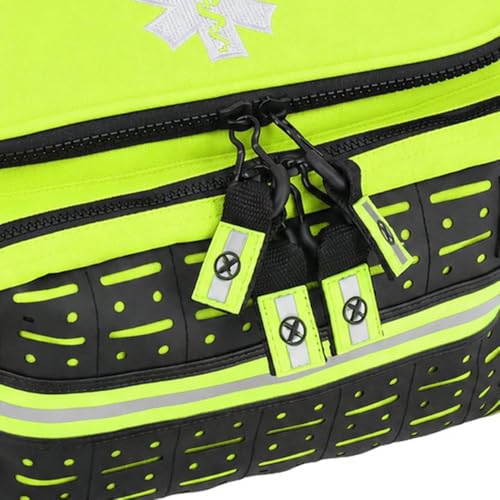 Lightning X Medium First Responder EMT Bag | LXMB25 | w/Reflective, Shoulder Strap & Zippered Compartments for First Aid + Trauma Supplies - Fluorescent Yellow - color: Fluorescent Yellow