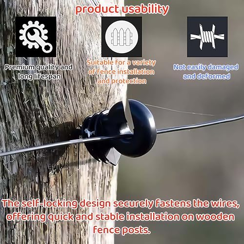 50 Pcs Black Electric Fence Insulator for Animal Husbandry Electronic
