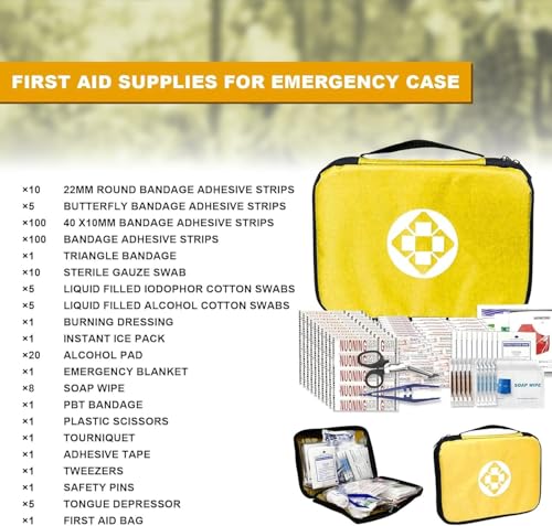 300Piece Small First Aid Kit Refill Supplies for Travel Mini Caming Emergency First Aid Kits Hiking Survival Essential Kit for Outdoor Adventure, Yellow 1st Aid - style: Yellow-300Pcs