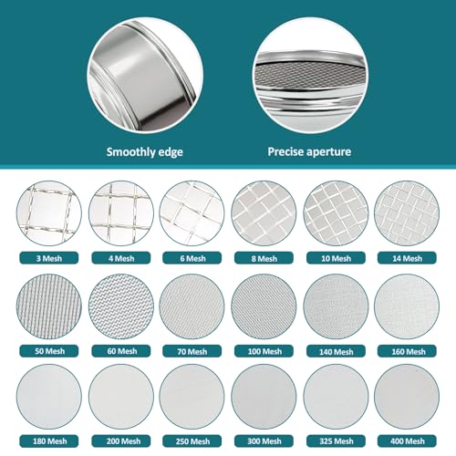 Full 304 Stainless Steel Mesh Sieve Screen, LVDALAB 20 Mesh (0.9mm) Aperture, 2.4inch(6CM) Dia Standard Sample Analysis Test Sieves Sifters Strainer for Industrial Laboratory Homes - size: 20 Mesh(0.9mm)/Ф2.4in(6CM)