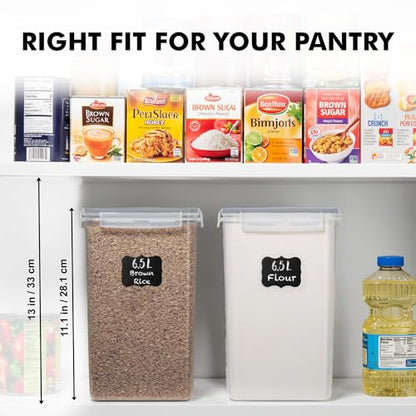 WHITE FEATHER SUPPLIES 2 PC [7 Qt / 6.5L / 220 Oz] Large Food Storage Containers with Lids Airtight - BPA Free Clear Plastic Kitchen and Pantry Storage Containers for Cereal, Flour, Sugar, Rice - color: Grey - 2 Pack