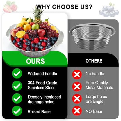 Stainless Steel Colander, 2.5 QT 9.85 Inch Colander for Kitchen with Handle - size: 2.5 QT