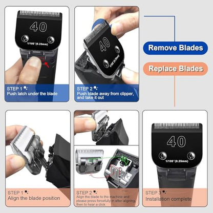 7F Blades Dog Grooming Blades Compatible with Andis/Oster A5 - color: 3pcs #40