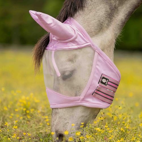 Equinavia Algard Soft Mesh Horse Fly Mask with Ears, 45 SPF UV Protection - color: Sweet Pink, size: Cob
