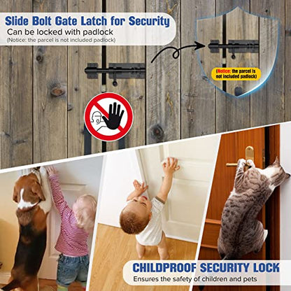 6.3 Inch Barrel Bolt Latch, Sliding Bolt Gate Lock, Black - color: Black-1Pc, size: 6 Inch