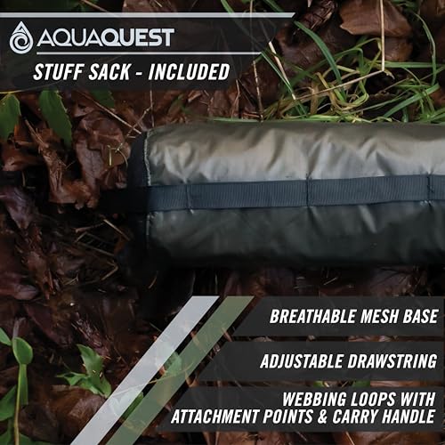 AquaQuest Guide Tarp – Ultralight Waterproof (5,000 mm) Seam-Taped 40D Ripstop Rain Fly for Backpacking, Stealth Camping & Thru-Hiking - color: Olive Drab Kit, size: 10 x 7 ft