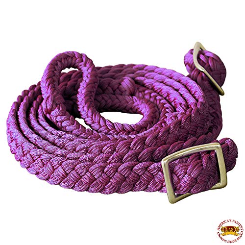 HILASON Braided Poly Barrel Horse Racing Reins Flat Grip Knots 1" X 8Ft | Rein Gifts - color: Purple