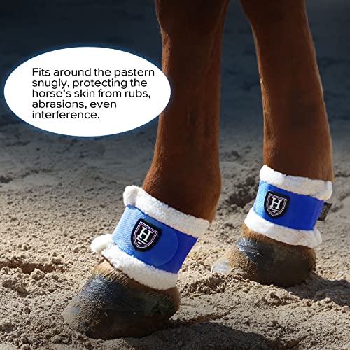 Harrison Howard Essential Premium Horse Pastern Wraps with Berber Fleece Lining, Sold in Pairs - color: Blue