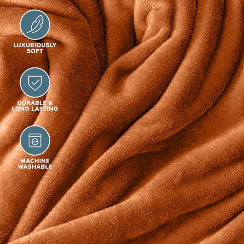 Bare Home Fleece Blanket Luxury Microplush (Full/Queen, Sienna) - color: 22 - Sienna, size: Full/Queen