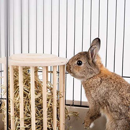 andwe Rabbit Hay Feeder Wooden Food Feeding Rack Easy to Fill