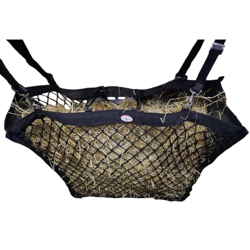 XL Double-Sided Knotless Slow Feed Hay Net – Holds 5–6 Flakes, 2"x2" Openings, Comfortable for Horse Muzzles, 1000D Mesh Side Gussets, Adjustable Hanging Strap, Durable & Safe Design