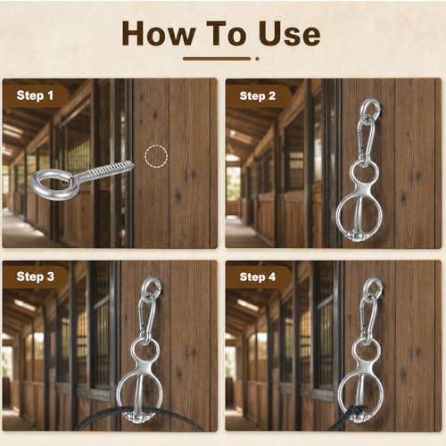 Heavy Duty Horse Tie Ring - Quick Release Safety Buckle for Horse Stalls & Trailers | Rustproof Steel Equestrian Tack