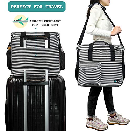 PetAmi Dog Travel Bag Organizer, Pet Supplies Tote, Stripe Black Large - color: Stripe Black, size: Large - 15.5"L x 9.5"W x 14.0"H