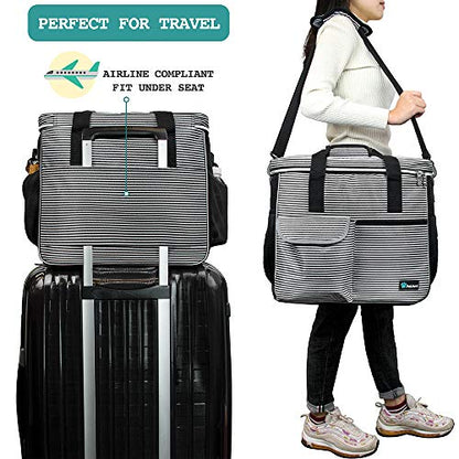 PetAmi Dog Travel Bag Organizer, Pet Supplies Tote, Stripe Black Large - color: Stripe Black, size: Large - 15.5"L x 9.5"W x 14.0"H