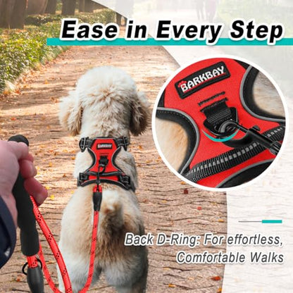 BARKBAY Dog Harness for Small Sized Dog No Pull 2 Leash Clips Dog Vest - color: Red, size: X-Small