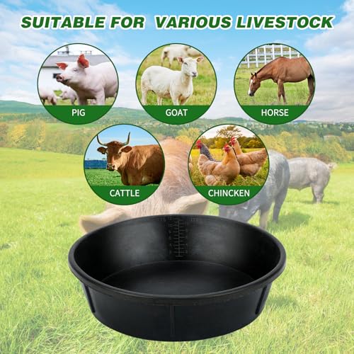5Pcs Heavy Duty Rubber Feeder Pan, 12Q/3Gal Horse Feed Pan - color: Black-5 Pcs, size: 3Gal(12Q)