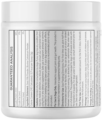 DNA PET Goat Milk & Colostrum Powder for Dogs, Gut & Immune Support, 3.2 oz
