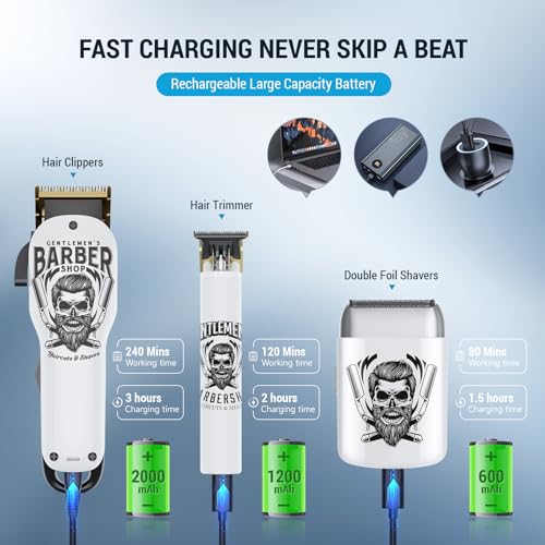 BESTBOMG® Hair Clippers for Men, Clipper, Trimmer & Shaver Set, BS-Y4T9 - color: White-3