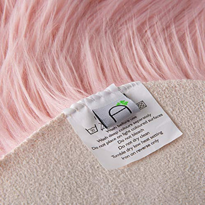 Ashler Faux Fur Rug, Pink Fluffy Shaggy Area Rug, Soft 3x3 Ft Round Sheepskin, Fuzzy Machine Washable Carpet, Nursery Rug for Kids Bedroom, Living Room - color: C-pink, size: 3' (Round)