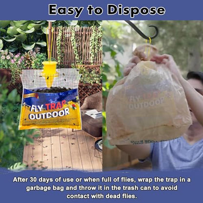 Fly Traps Outdoor Hanging for Patio, 10 Pre-Baited Flies Bags Disposable | Flies Catcher Repellent, Reusable Stable Horse Ranch Trapper Outdoor Hanging Fly Killer Helps Control Flies - size: 10 pack