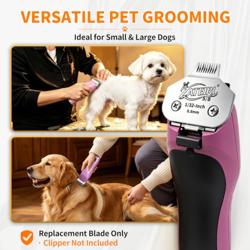 Size 5/8 Detachable Pet Grooming Clipper Blade with Steel Cutter, 1/32 Inch 0.8mm Cut Length, Silver, Compatible with Andis, Oster A5, Wahl KM10, 1 Pack - color: Silver, size: 5/8# 0.8mm