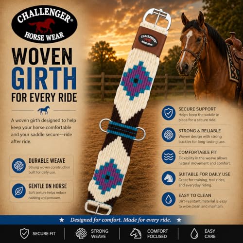 CHALLENGER Horse Western 13 Strand Double Weave Multicolor Mohair Straight Cinch 97RT16 - size: 28"