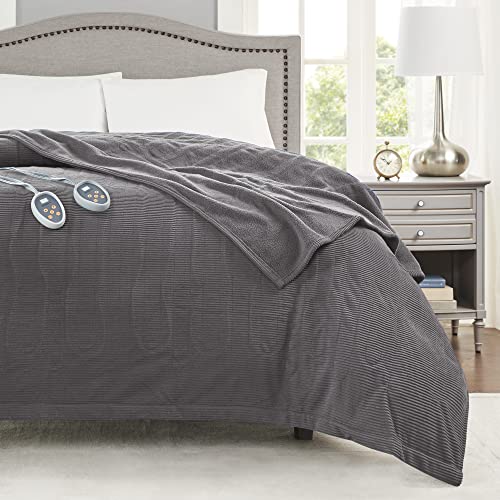 Beautyrest Heated Blanket King, Micro Fleece Electric Blanket, Grey - color: Grey, size: King