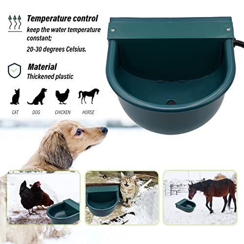 MINYULUA Automatic Heated Dog Water Bowl Large Capacity Livestock Waterer Outdoor Pet Thermal-Bowl Drinking Bowl for Dogs Horse Cattle Cow Goat Pig Animal - color: green