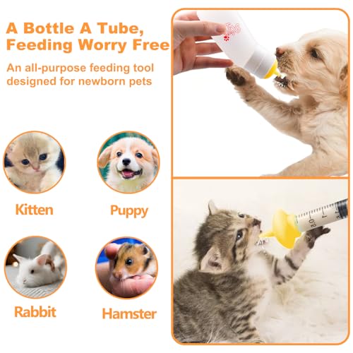 Pet Feeding Nipple with Syringe, Soft Silicone Nursing Pet Feeding Bottle, Ventilation Valve Resistant Tearing for Puppies, Kittens, Rabbit, Small Wildlife (Yellow) - color: Yellow-M Size