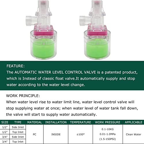 Transparency Water Float Valve, Water Level Control Water Tank Traditional Float Valve Upgrade (3/4“ UP) - size: 3/4“ UP