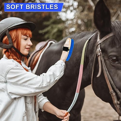 Horse Grooming Kit, 9-Piece Horse Brush Set with Tote Bag, Blue - color: Blue