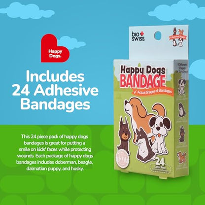 BioSwiss Bandages, Dog Shaped Self Adhesive Bandage Set, Latex Free, Sterile Wound Care, 24 Count - size: 24-Count Box, style: Dogs