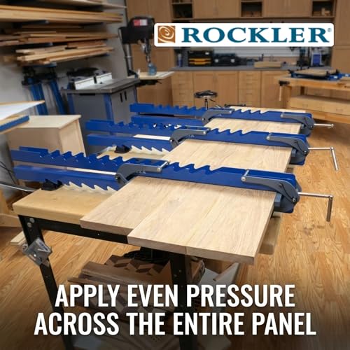 Rockler Deluxe Parallel Panel Clamps with Scissor Couplers for Panels | Panel Clamps – Flat Panel Assembly – Parallel Clamps – Scissor Couplers – Four-Way Pressure