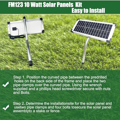 FM123 10 Watt Solar Panels Kit for Mighty Mule GTO PRO Automatic Openers | 12v Portable Solar Panel Battery Charger, Replace FM350 MM260 MM560 FM200 FM350 FM500 FM502 FM700 MM571W MM271 MM360