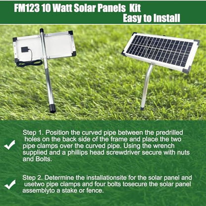 FM123 10 Watt Solar Panels Kit for Mighty Mule GTO PRO Automatic Openers | 12v Portable Solar Panel Battery Charger, Replace FM350 MM260 MM560 FM200 FM350 FM500 FM502 FM700 MM571W MM271 MM360