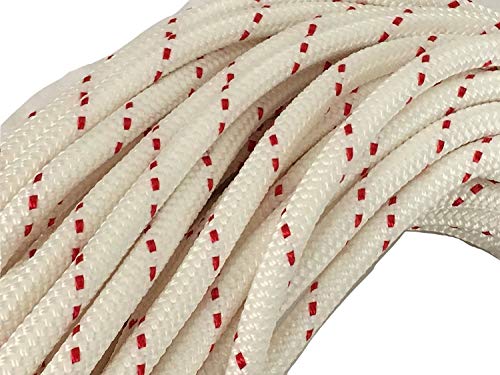 Yacht Braid Premium Polyester Rope 3/8 inch, White/Red - size: 300 feet