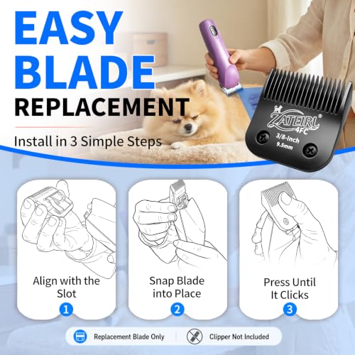 Size 4FC Detachable Pet Grooming Clipper Blade with Steel Cutter, 3/8 Inch (9.5 mm) Cut Length, Black, Compatible with Andis, Oster A5, Wahl KM10, 3 Pack - color: Black, size: 4FC 9.5mm - 3 Pack