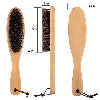Clothes Garment Dust Cleaning Brush Lint Remover Brush with Genuine Soft Horsehair and Wooden Handle for Coat Men Suits Shoes Jacket Furniture Car Mat and Pet Hair (2-Pack) - size: 2 Count (Pack of 1)
