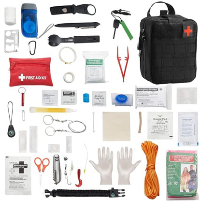 VEVOR Survival First Aid Kit, 250 Pieces, 600D Nylon Trauma First Aid Bag, Survival Gear and Equipment, Emergency Kits, for Men Women Camping, Boat, Earthquake, Hiking, Hunting, and Outdoor Adventure - size: 250 Pieces