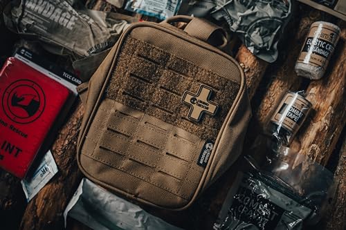 RHINO RESCUE IFAK Trauma Kit Standard with CAT Tourniquet Coyote Brown | Military-Grade, Massive Bleeding Control, Tactical Molle Pouch, Professional First Aid Kit, HSA/FSA Approved - color: Coyote